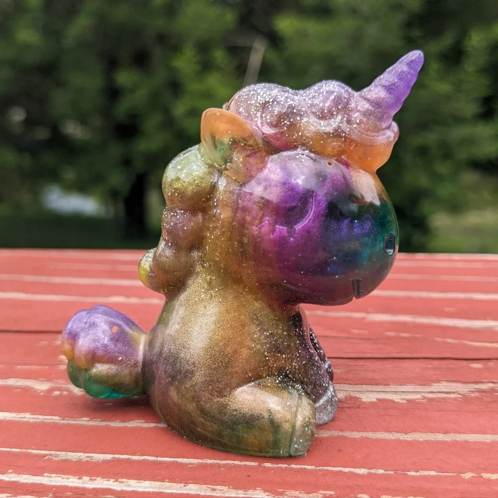 Unicorn Set Three Cute Kawaii Gift Handmade Epoxy Resin Glitter Colorful Rainbow - Picture 11 of 15